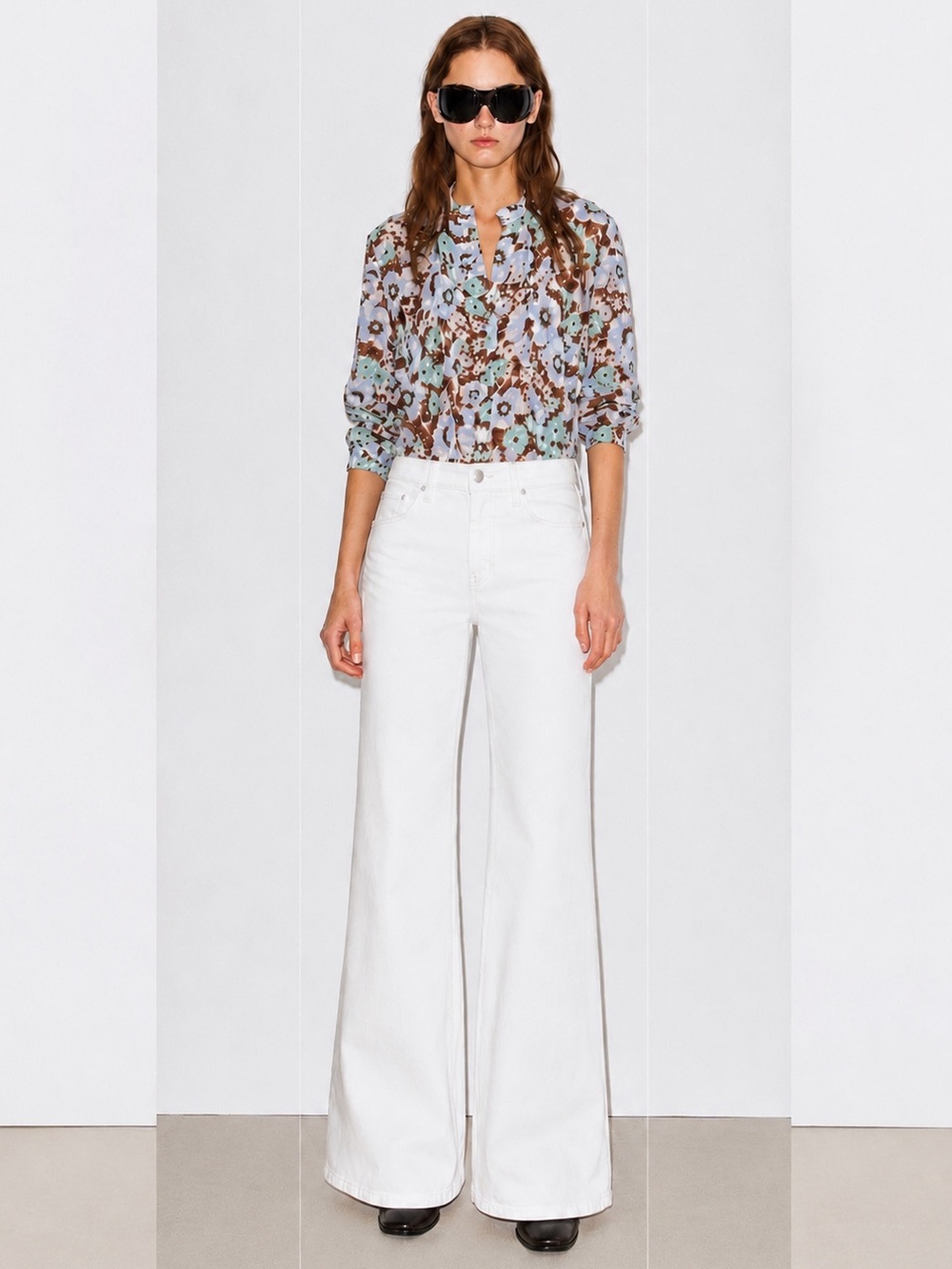 NWOT The Frankie Shop Wide Leg Jeans in Soft White Size XS / US 24-26